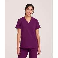 Scrubletics Women's V-Neck Knit Panel Scrub Top Front_Flat