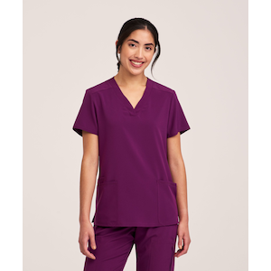 Scrubletics Women's V-Neck Knit Panel Scrub Top