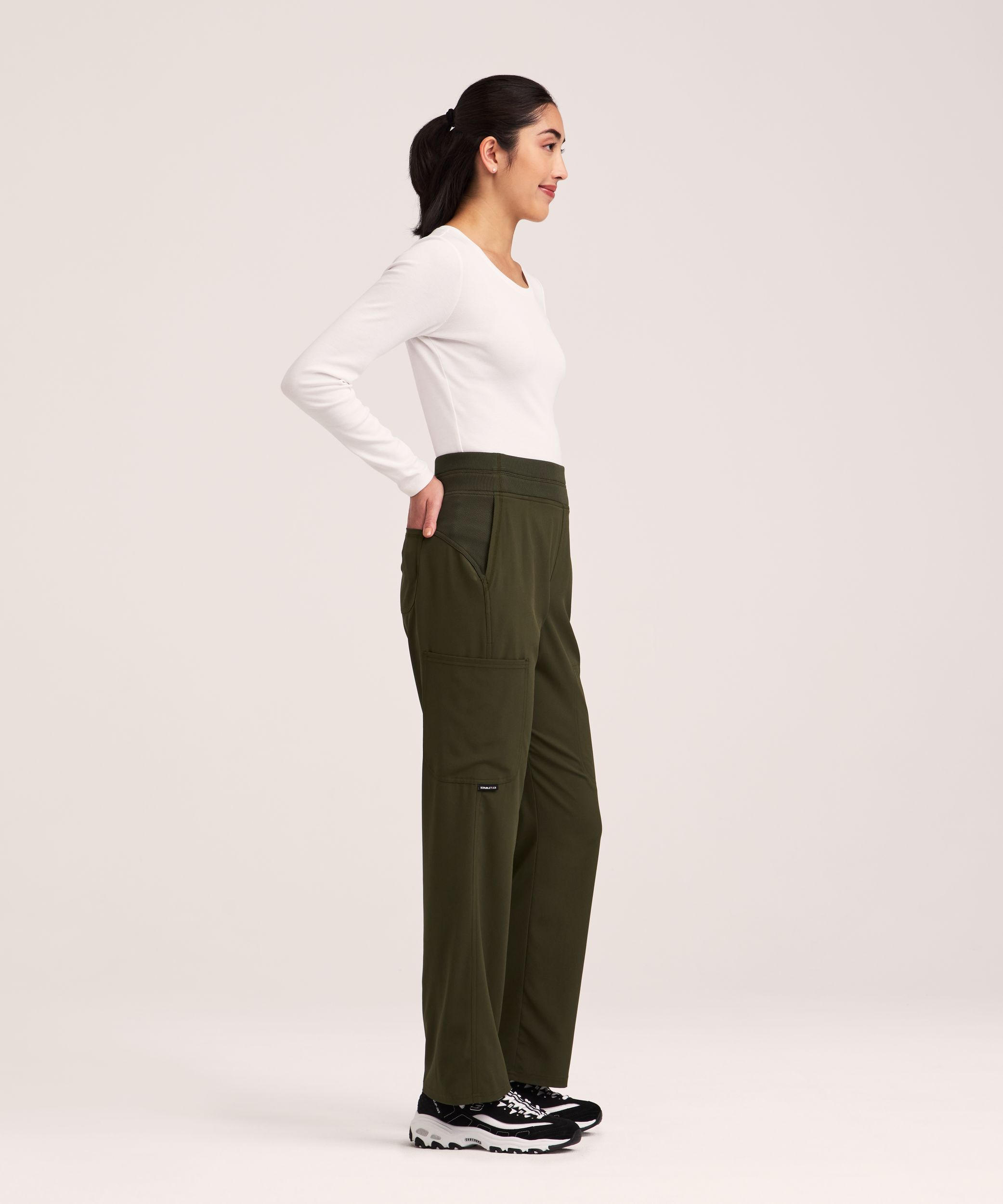Pantalon d'uniforme médical cargo à taille yoga pour femmes, Scrubletics