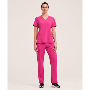 Scrubletics Women's V-Neck with Knit Panels Top