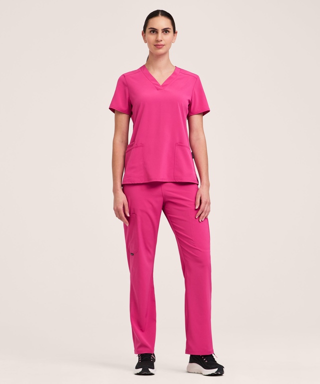 Haut d’uniforme médical à encolure en V et à panneaux en tricot pour femmes, Scrubletics