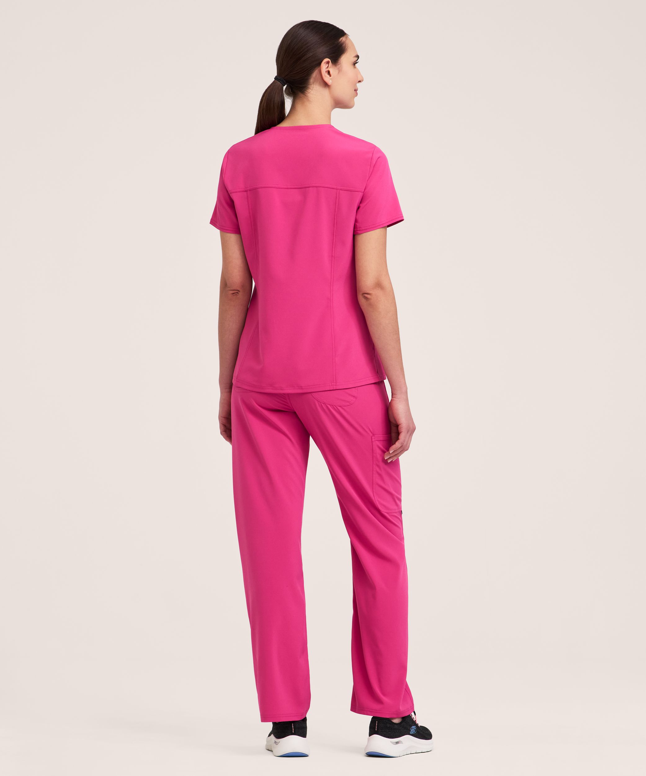 Haut d’uniforme médical à encolure en V et à panneaux en tricot pour femmes, Scrubletics