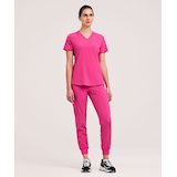 Haut d’uniforme médical à encolure en V avec poche de poitrine pour femmes, Scrubletics Front_Flat