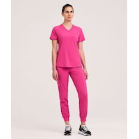 Haut d’uniforme médical à encolure en V avec poche de poitrine pour femmes, Scrubletics Front_Flat