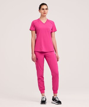 Haut d’uniforme médical à encolure en V avec poche de poitrine pour femmes, Scrubletics