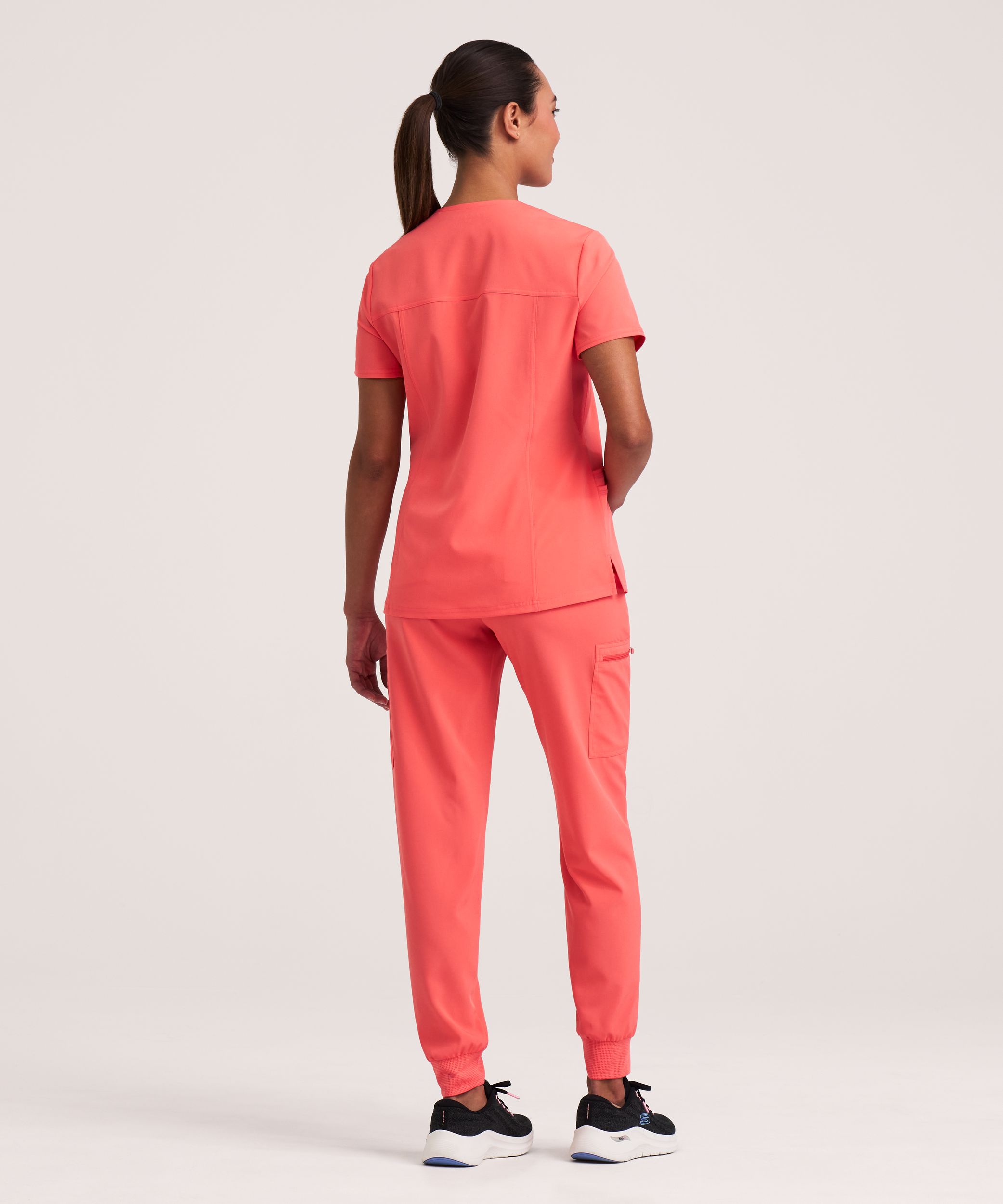 Haut à encolure en V et à panneaux en tricot pour femmes, Scrubletics