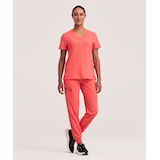 Haut à encolure en V et à panneaux en tricot pour femmes, Scrubletics Front_Flat