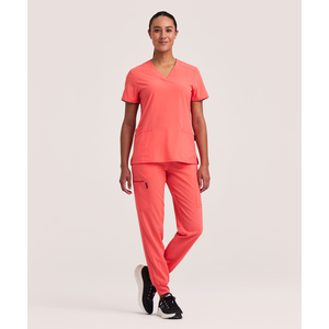 Scrubletics Women's V-Neck with Knit Panels Top