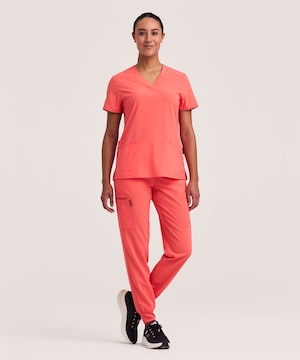 Haut à encolure en V et à panneaux en tricot pour femmes, Scrubletics