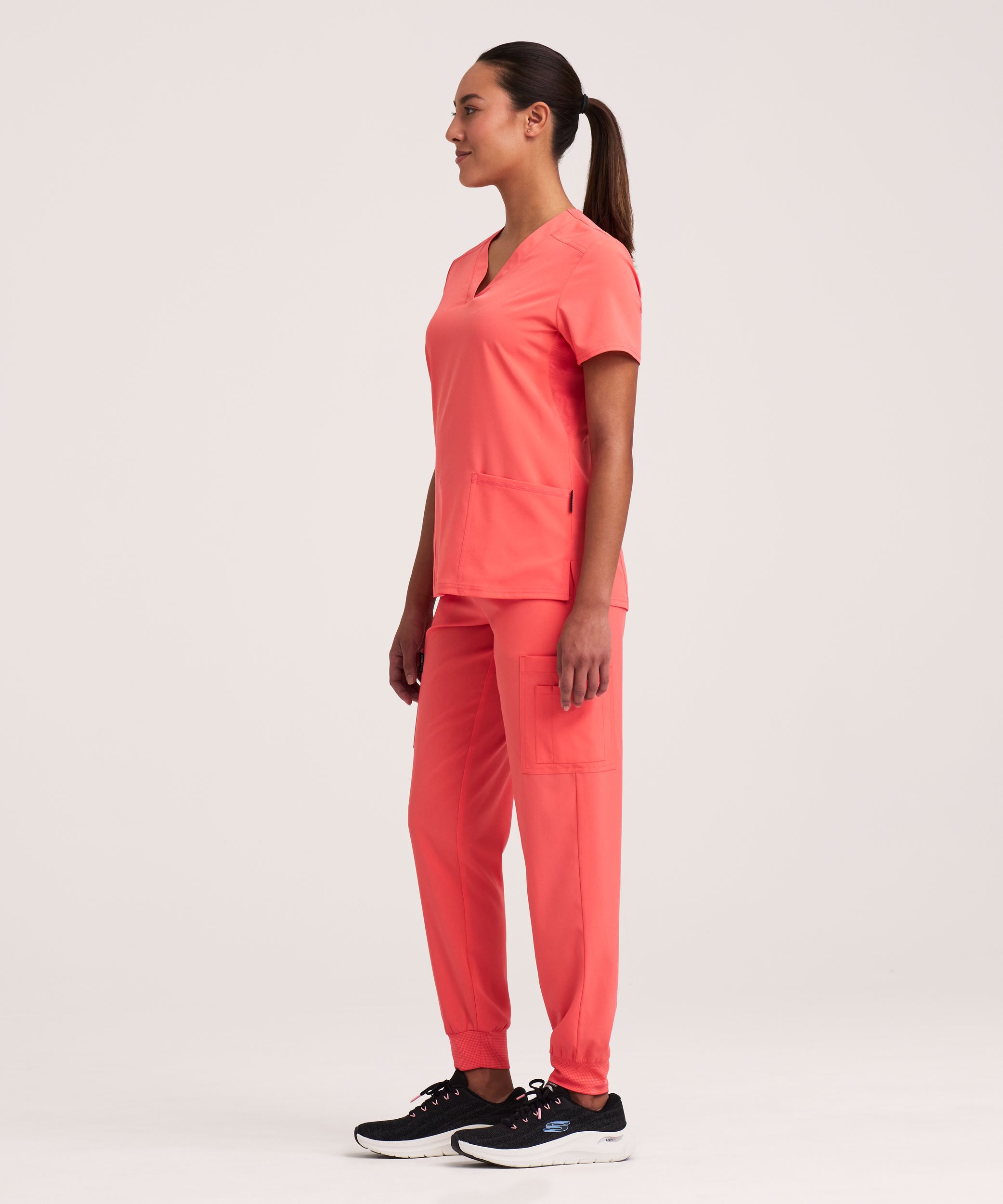 Haut à encolure en V et à panneaux en tricot pour femmes, Scrubletics