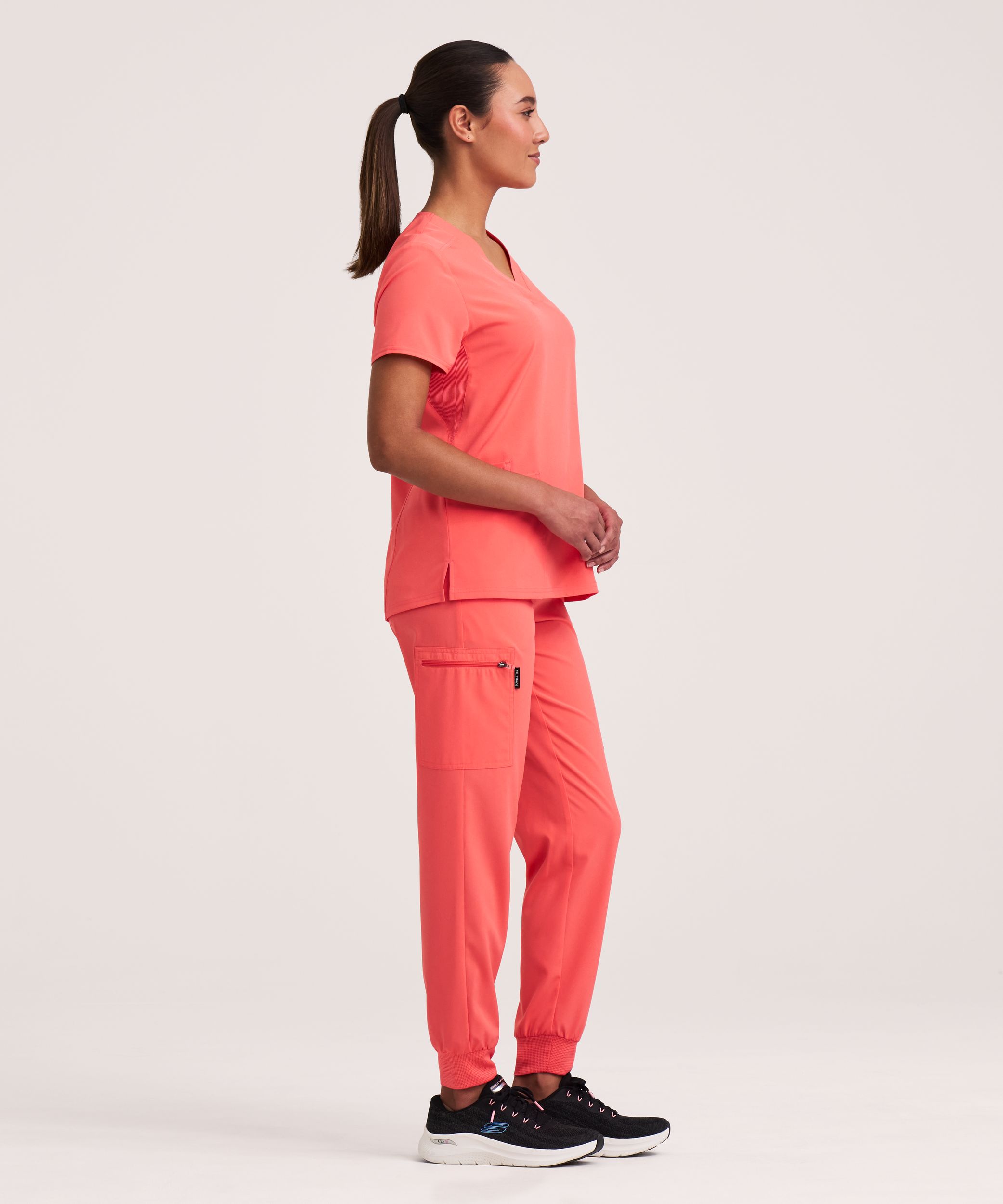 Haut à encolure en V et à panneaux en tricot pour femmes, Scrubletics