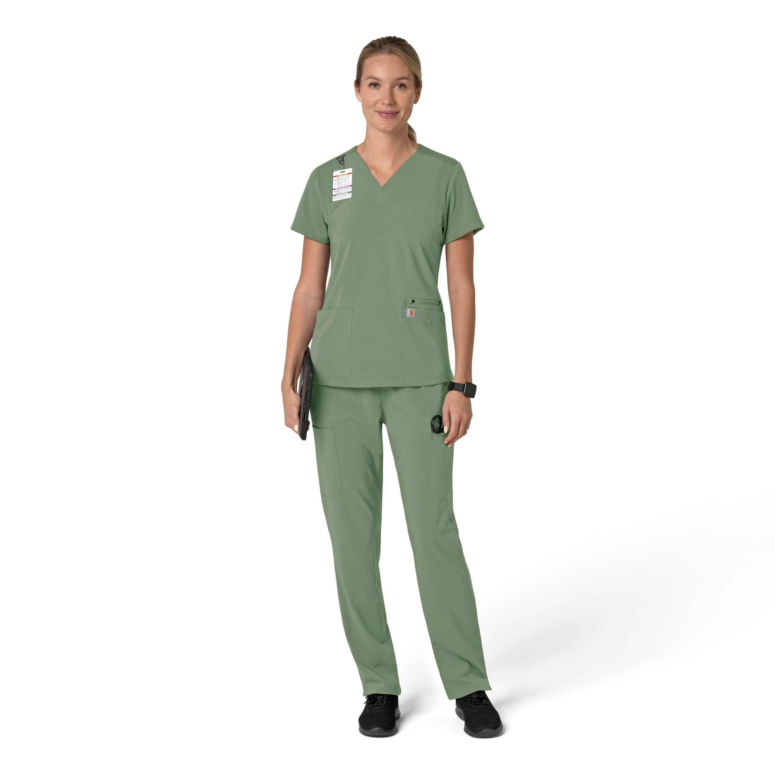 Carhartt Women's Cross-Flex Modern Fit Flex Panel Scrub Top