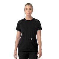 T-shirt d'uniforme à col ras du cou en tricot pour femmes, Carhartt Front_Flat