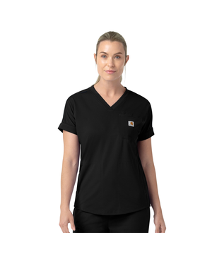 Haut d'uniforme médical en tricot à encolure en V avec poches latérales pour femmes, Carhartt