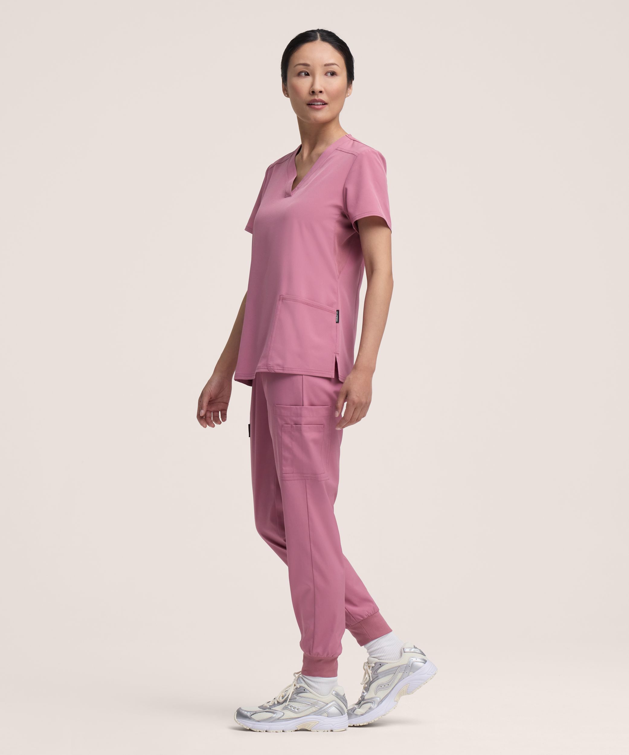 Scrubletics Women's V-Neck Knit Panel Top