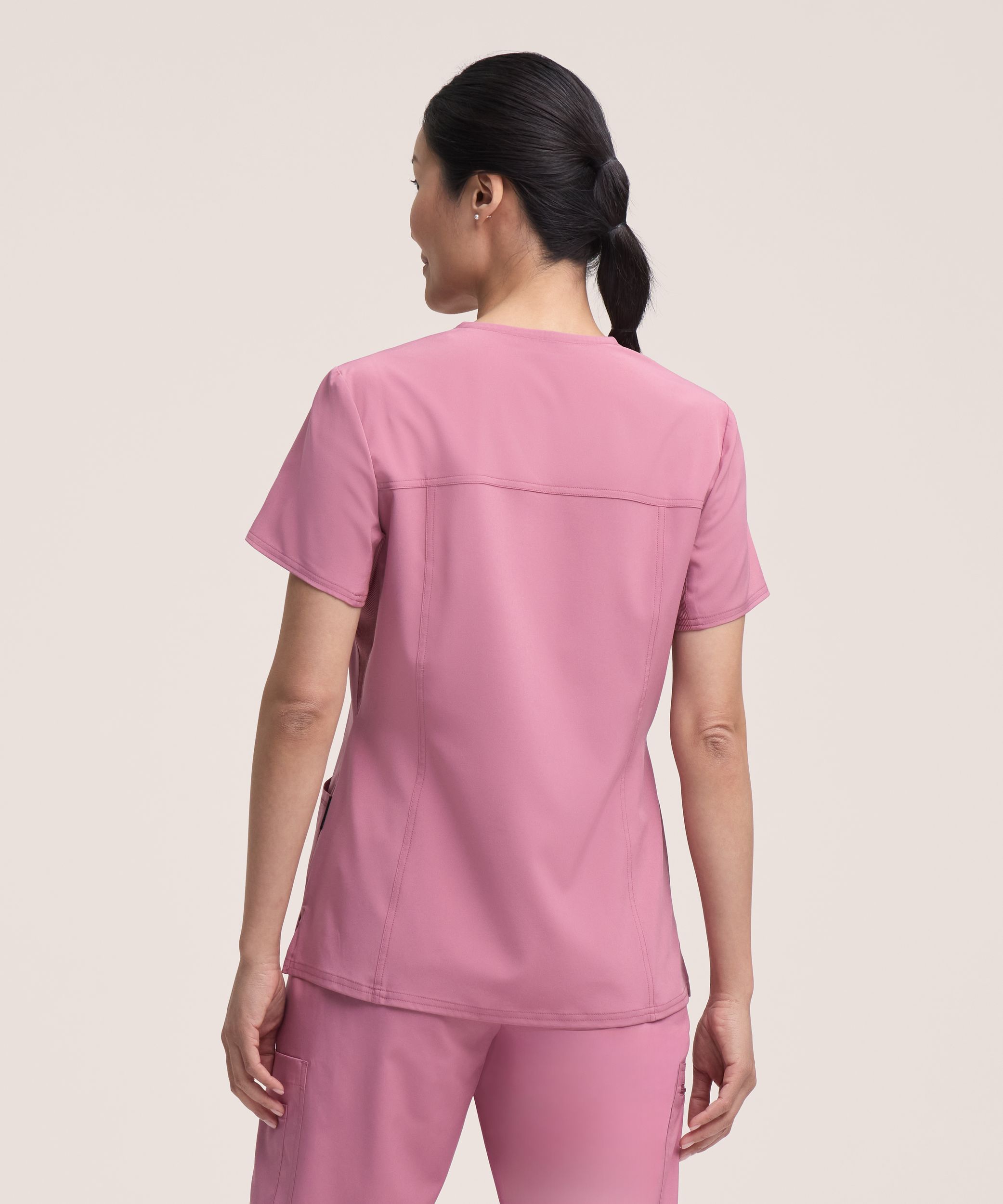Scrubletics Women's V-Neck Knit Panel Top