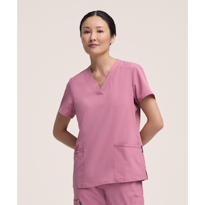 Scrubletics Women's V-Neck Knit Panel Top