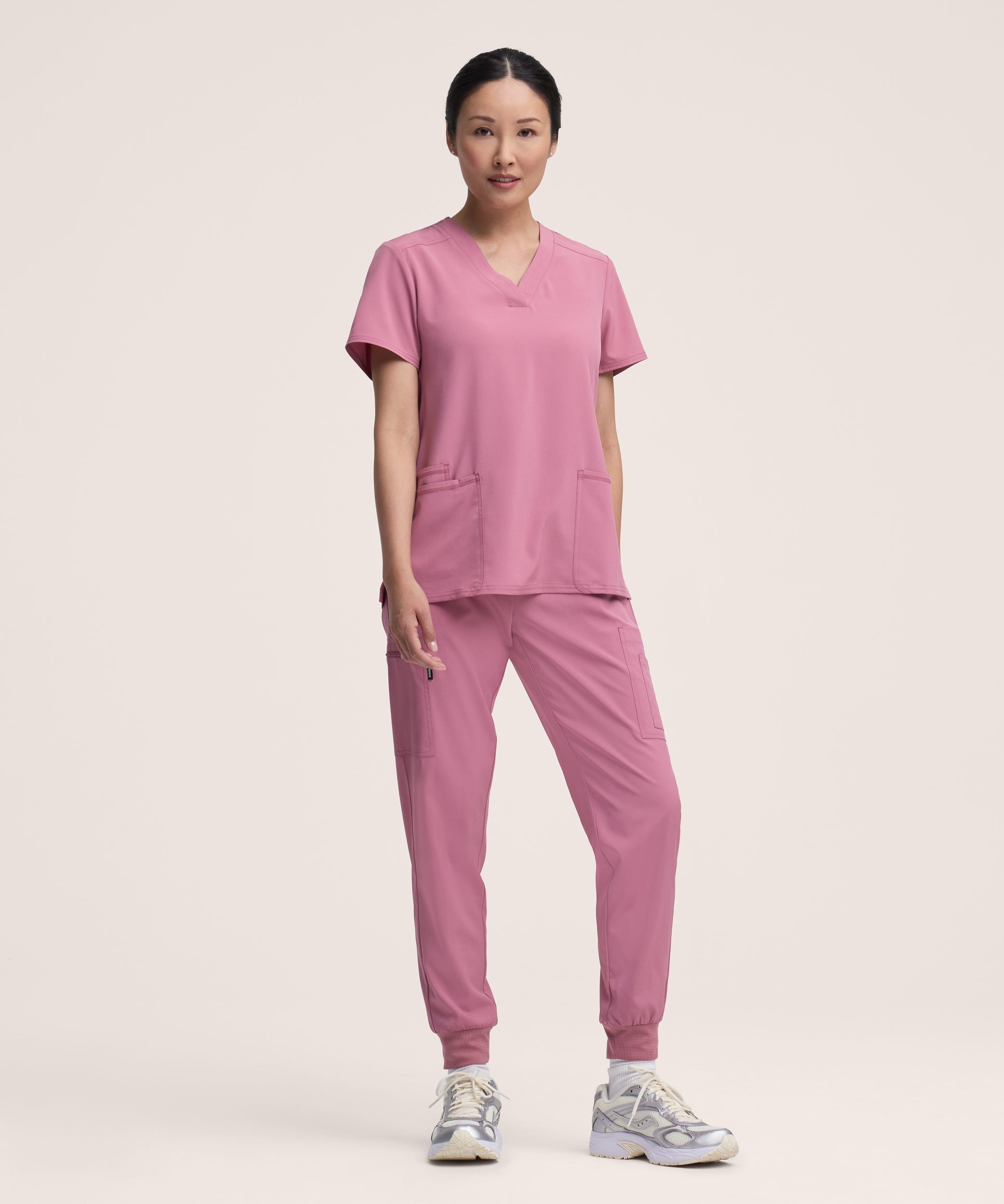 Scrubletics Women's V-Neck Knit Panel Top