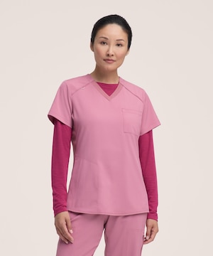 Haut d’uniforme médical à encolure en V et à poche de poitrine pour femmes, Scrubletics