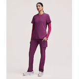 Health Pro Women's V-Neck Scrub Top Front_Angled_Left