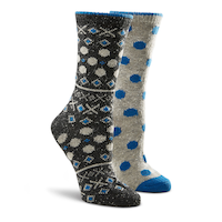 WindRiver Women's T-Max 2 Pack Tweed Print Casual Crew Socks Front_Angled_Right