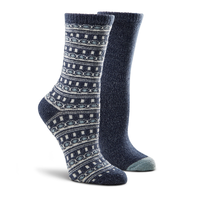 WindRiver Women's T-Max 2 Pack Velvet Twist Casual Crew Socks