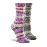 Columbia Women's 2-Pack Super Soft Canyon Stripe Crew Sock Front_Angled_Right