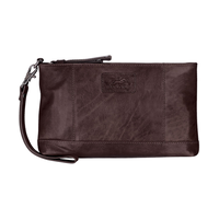 Casablanca Wristlet Rfid Pour Dames Brun, Mancini Leather Goods Front_Flat