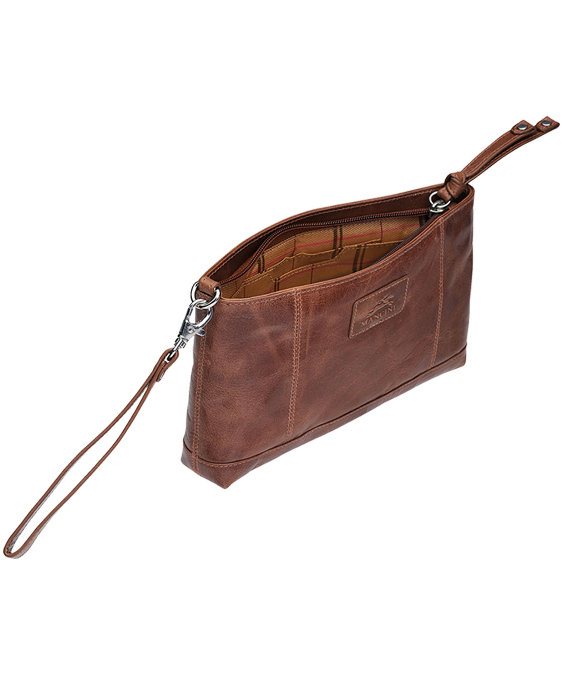 Casablanca Wristlet Rfid Pour Dames Brun, Mancini Leather Goods