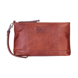 Casablanca Wristlet Rfid Pour Dames Cognac, Mancini Leather Goods Front_Flat