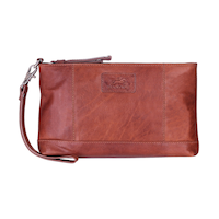 Casablanca Wristlet Rfid Pour Dames Cognac, Mancini Leather Goods Front_Flat