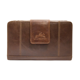 Mancini Leather Goods Women's Casablanca RFID Secure Medium Clutch Wallet Brown Front_Flat