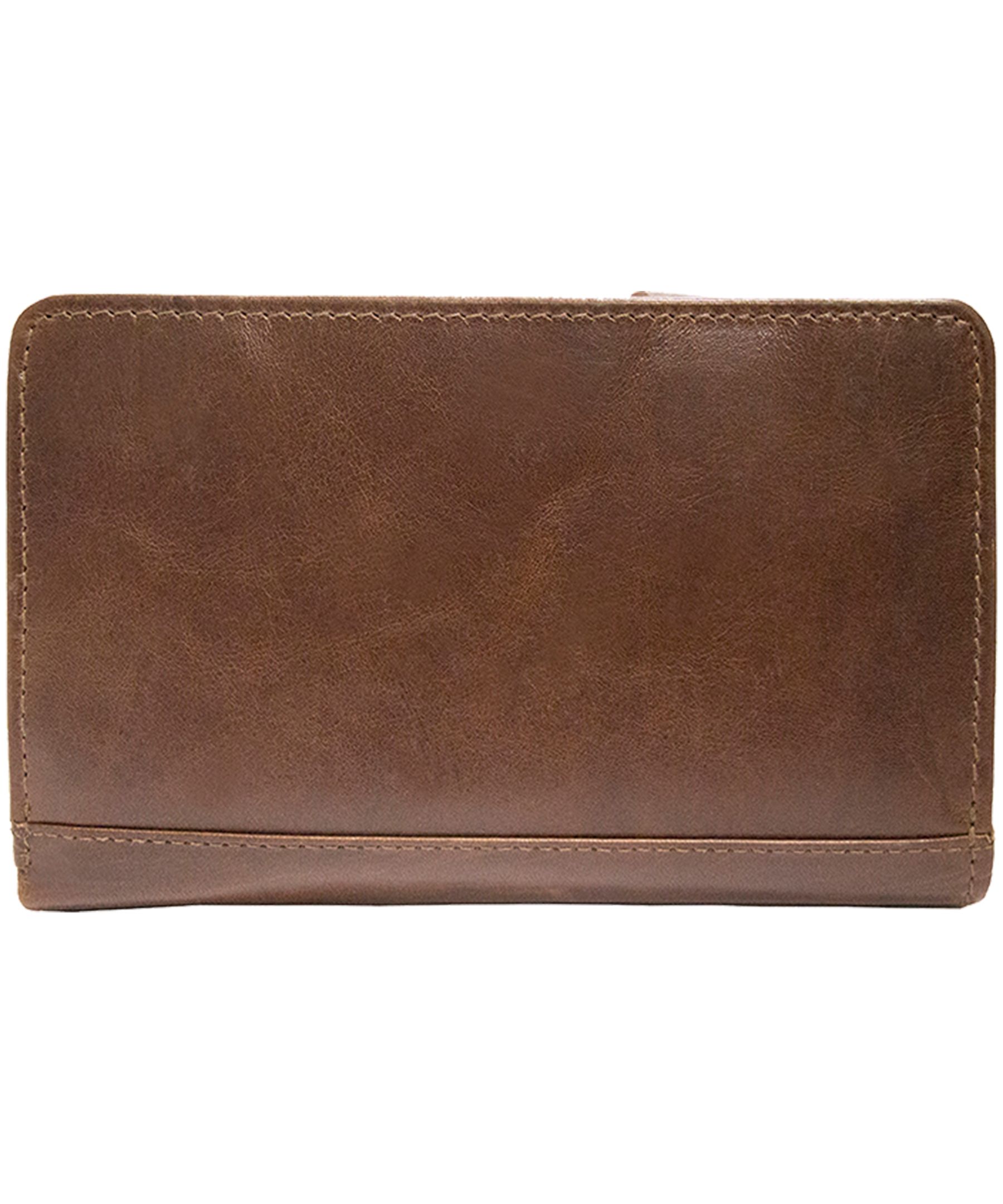 Mancini Leather Goods Women's Casablanca RFID Secure Medium Clutch Wallet Brown