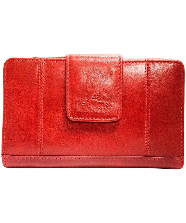 Casablanca Portefeuille Rfid Moyen Pour Dames Rouge, Mancini Leather Goods Front_Flat