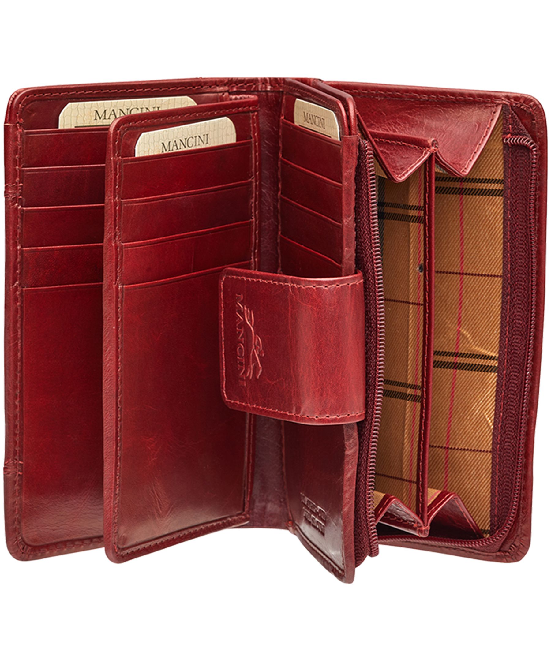 Casablanca Portefeuille Rfid Moyen Pour Dames Rouge, Mancini Leather Goods