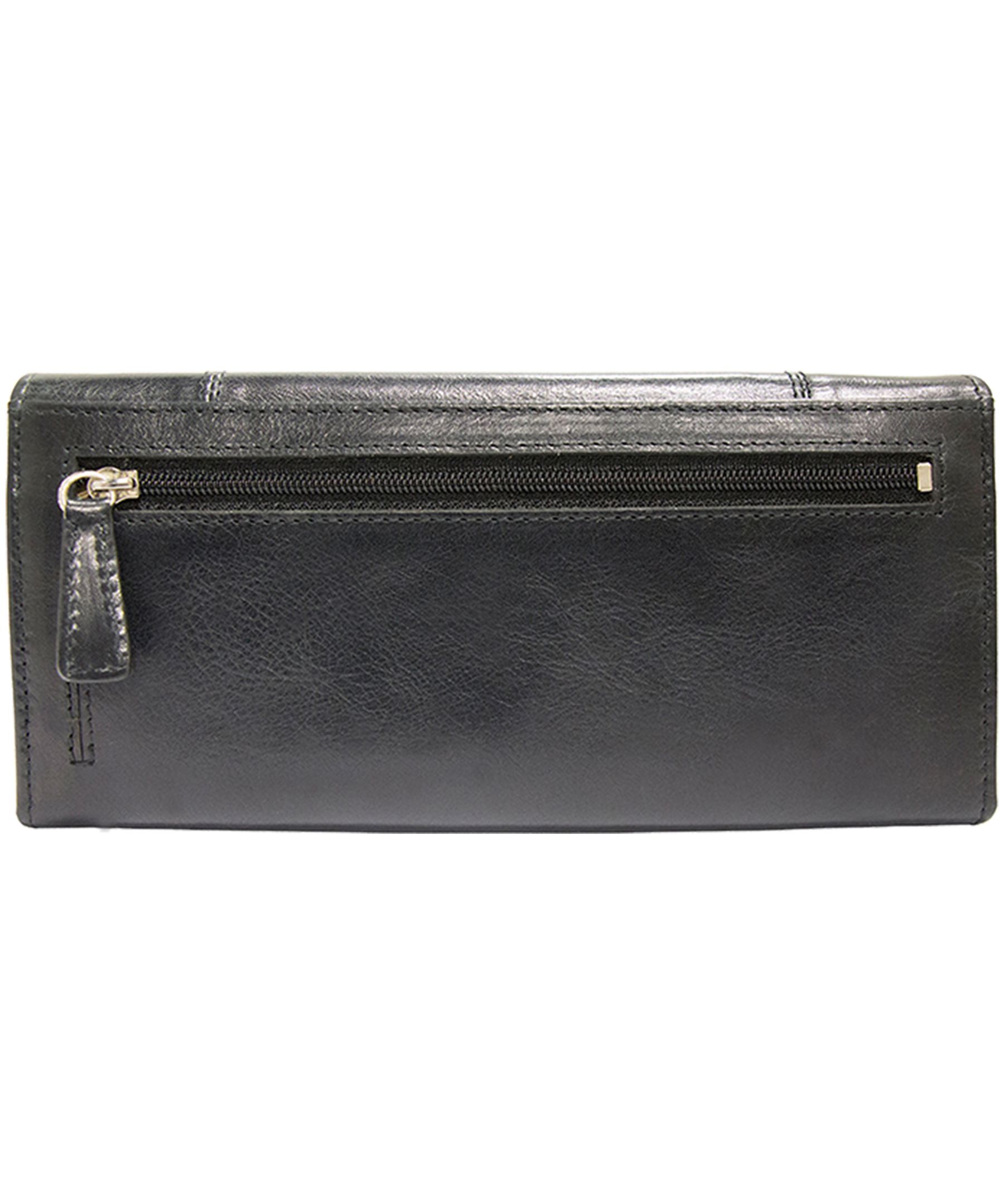 Mancini Leather Goods Women's Casablanca RFID Secure Trifold Wallet Black
