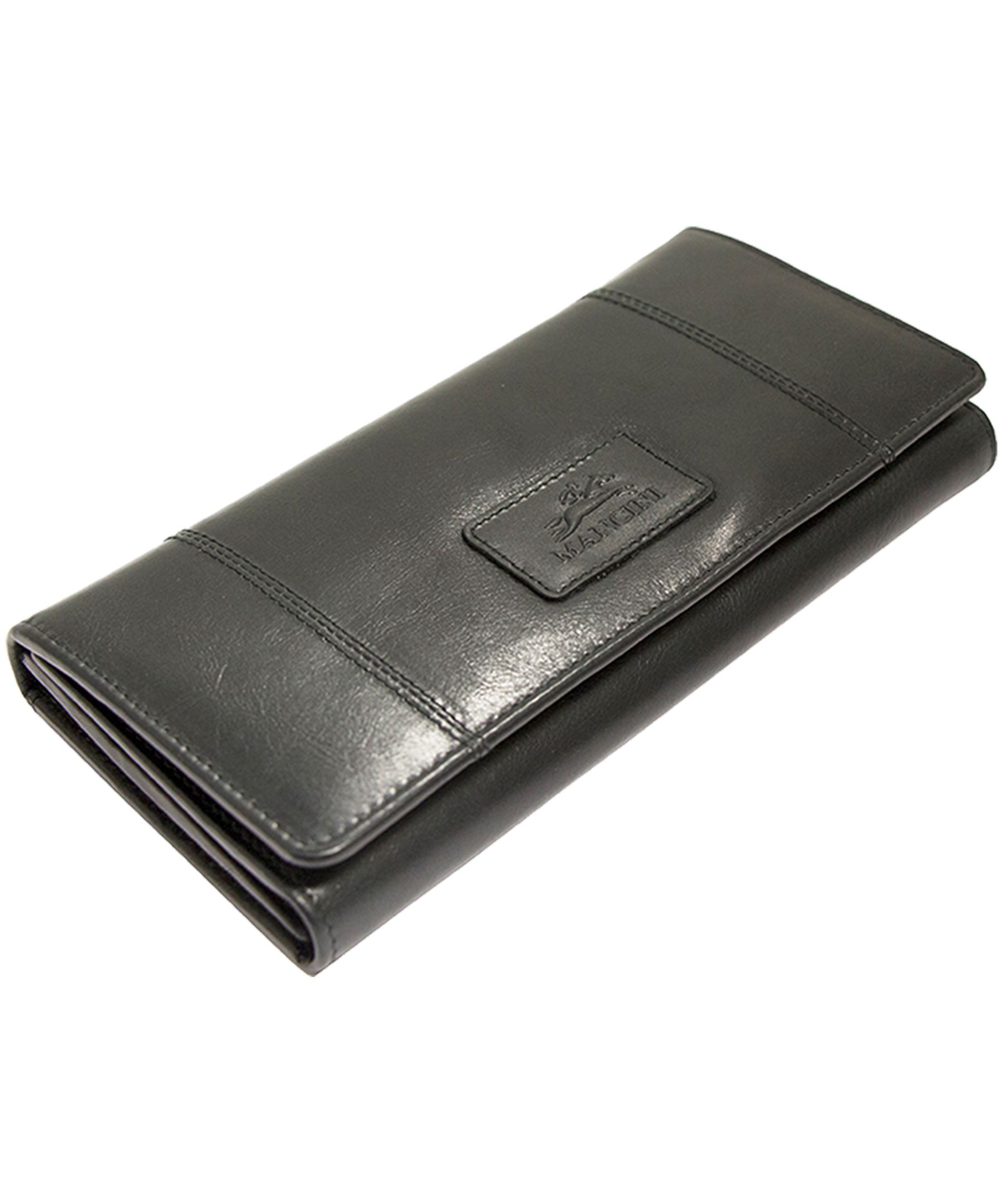 Mancini Leather Goods Women's Casablanca RFID Secure Trifold Wallet Black