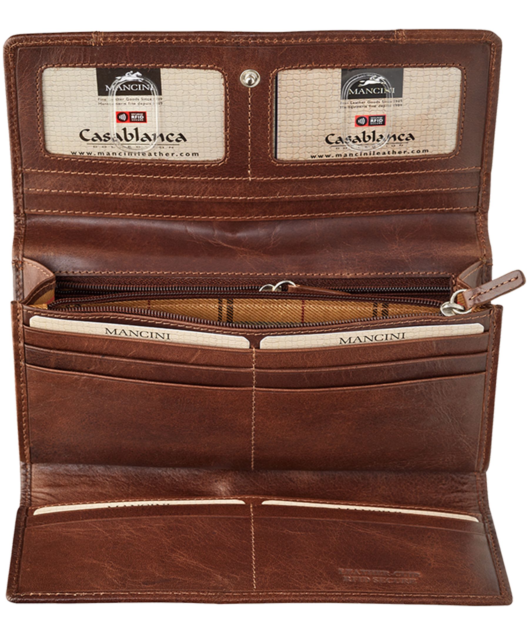 Mancini Leather Goods Women's Casablanca RFID Secure Trifold Wallet