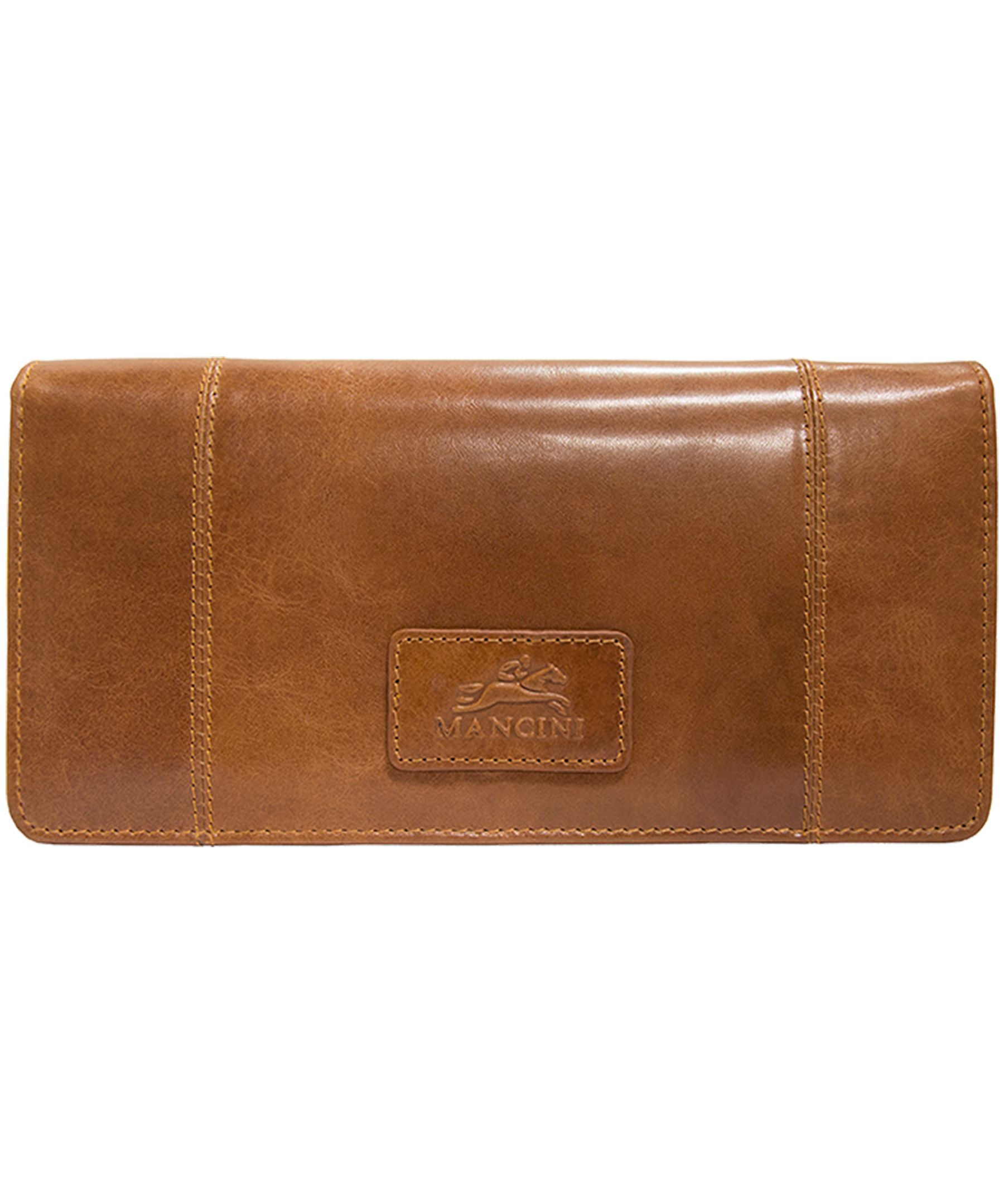 Mancini Leather Goods Women's Casablanca RFID Secure Trifold Wallet Cognac