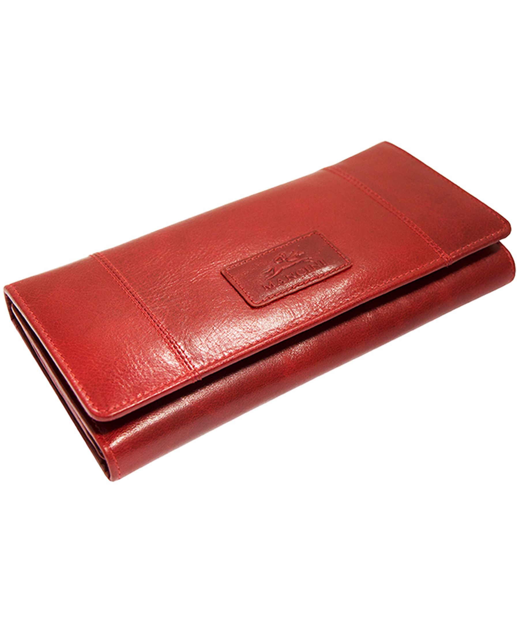 Casablanca Portefeuille Rfid A Trois Volets Pour Dames Rouge, Mancini Leather Goods