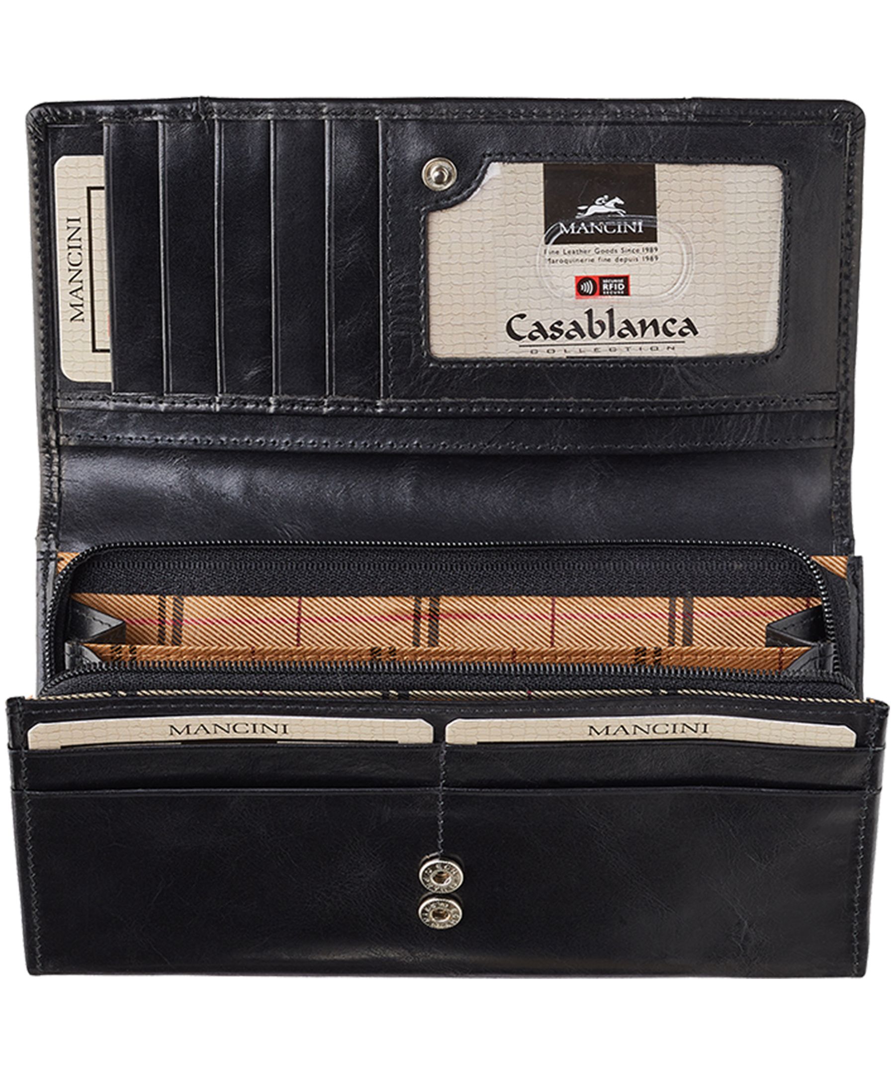 Mancini Leather Goods Women's Casablanca RFID Secure Medium Clutch Wallet