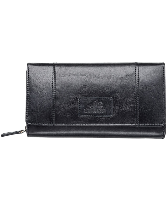 Casablanca Portefeuille Rfid Moyen Pour Dames Noir, Mancini Leather Goods Front_Flat