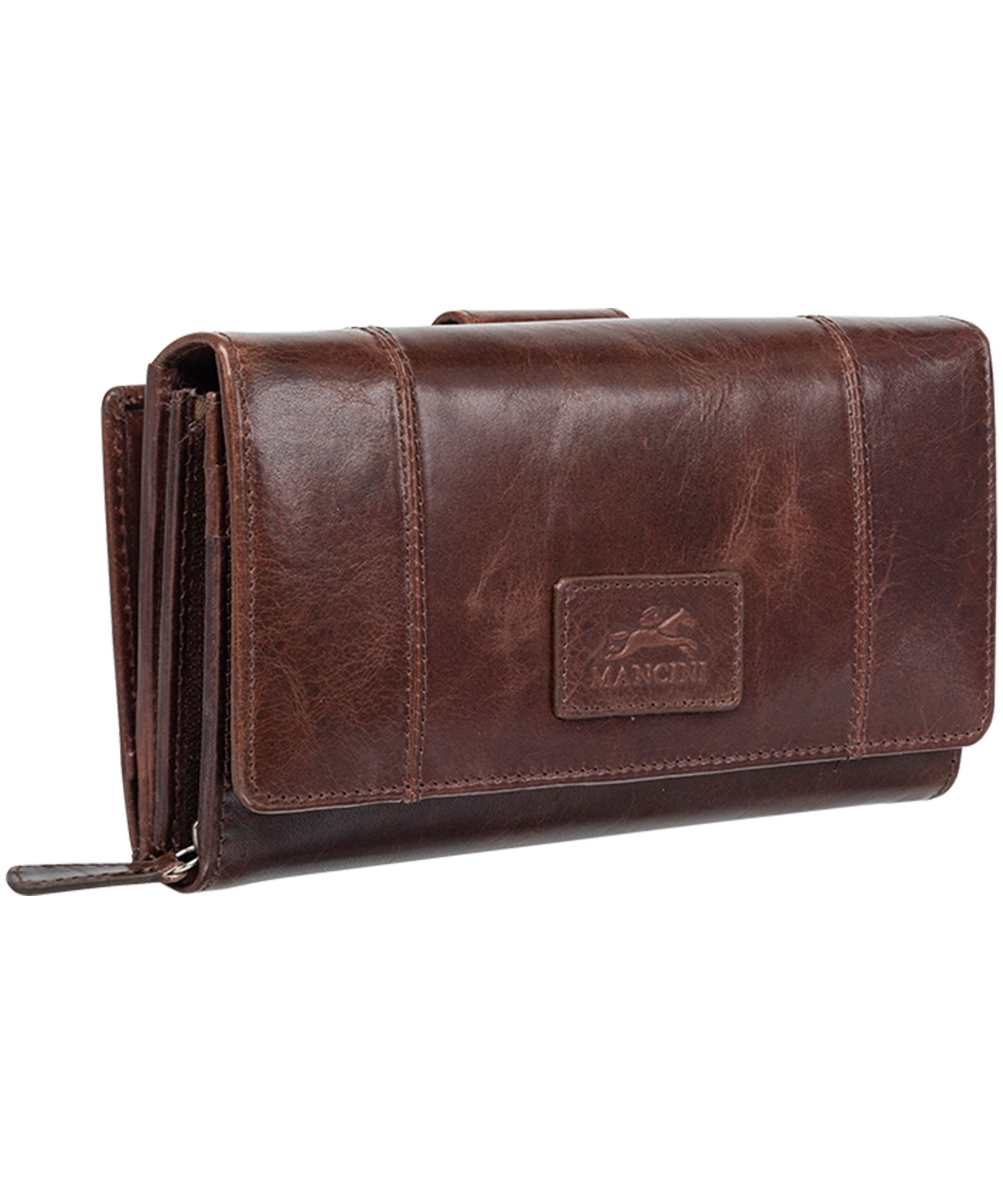 Casablanca Portefeuille Rfid Moyen Pour Dames Brun, Mancini Leather Goods