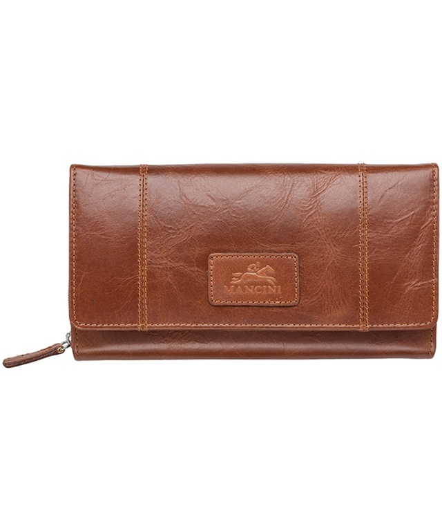 Casablanca Portefeuille Rfid Moyen Pour Dames Cognac, Mancini Leather Goods Front_Flat