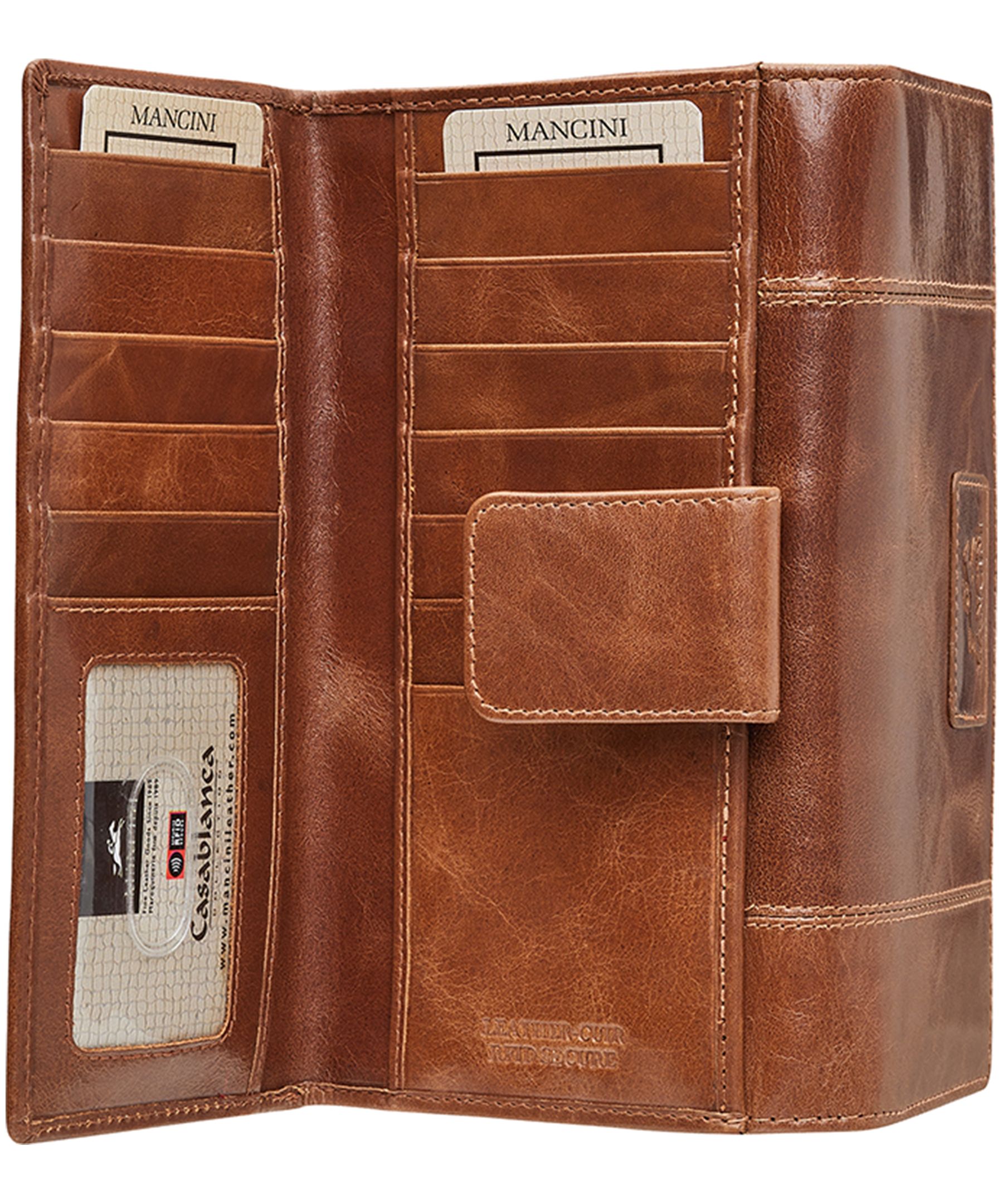 Casablanca Portefeuille Rfid Moyen Pour Dames Cognac, Mancini Leather Goods