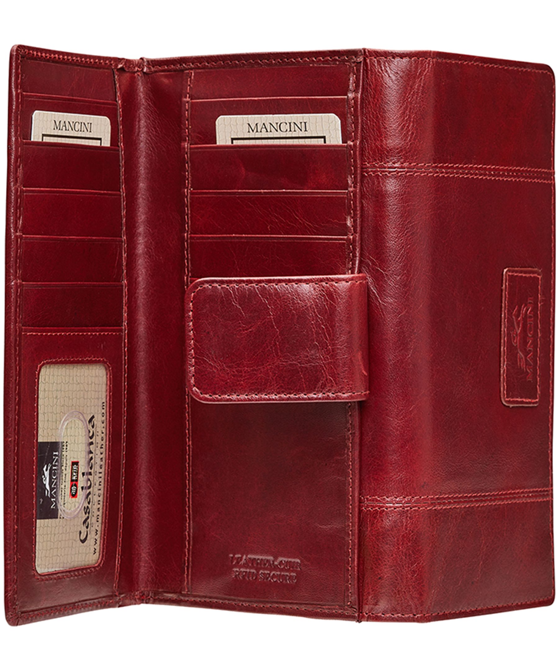 Mancini Leather Goods Women's Casablanca RFID Secure Medium Clutch Wallet Red