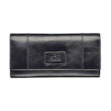 Casablanca Portefeuille Rfid A Trois Volets Pour Dames Noir, Mancini Leather Goods Front_Flat
