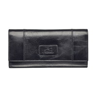 Mancini Leather Goods Women's Casablanca RFID Secure Trifold Wallet Black Front_Flat