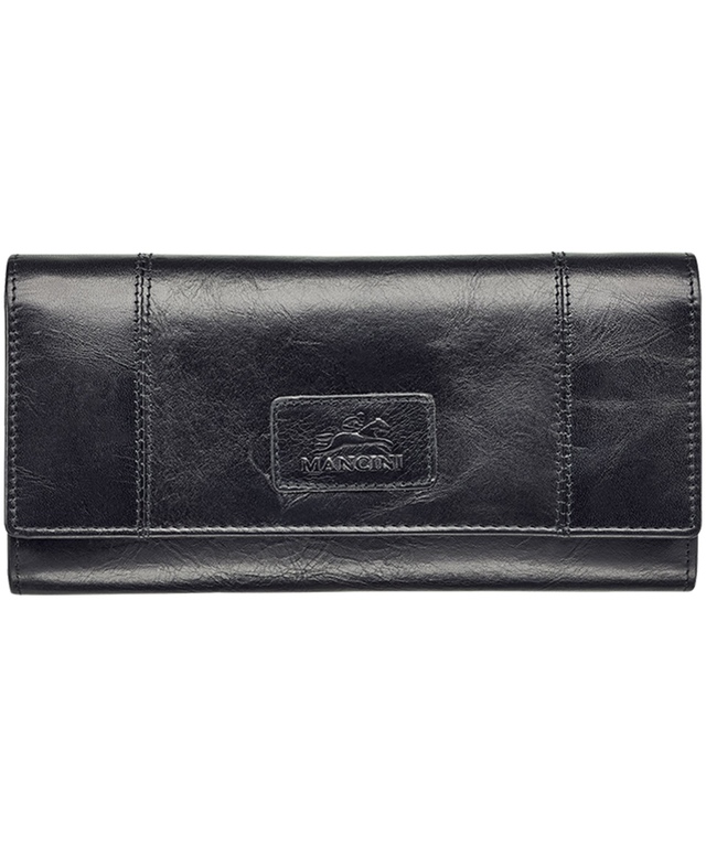 Casablanca Portefeuille Rfid A Trois Volets Pour Dames Noir, Mancini Leather Goods Front_Flat