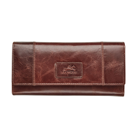 Mancini Leather Goods Women's Casablanca RFID Secure Trifold Wallet Brown Front_Flat